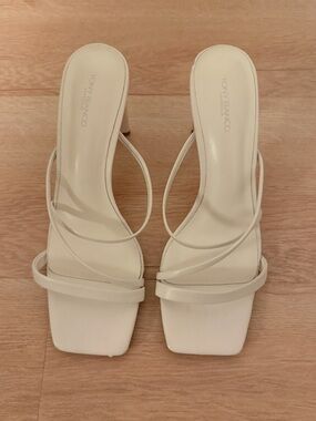 Tony Bianco Nappa White Cream Strappy Heels